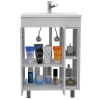 24" Meka Vanity, Two External Shelves, Double Door Cabinet -White