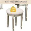 GO 43" Dressing Table Set with Mirrored Drawers and Stool, Tri-fold Mirror, Makeup Vanity Set for Bedroom, Gold