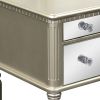 GO 43" Dressing Table Set with Mirrored Drawers and Stool, Tri-fold Mirror, Makeup Vanity Set for Bedroom, Gold