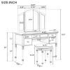 GO 43" Dressing Table Set with Mirrored Drawers and Stool, Tri-fold Mirror, Makeup Vanity Set for Bedroom, Gold