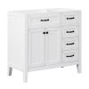 36" Bathroom Vanity without Sink; Cabinet Base Only; Bathroom Cabinet with Drawers; Solid Frame and MDF Board; White