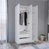 DEPOT E-SHOP Westbury Wardrobe Armoire with 3-Doors and 2-Inner Drawers, White
