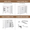 36" Bathroom Vanity without Sink; Cabinet Base Only; Bathroom Cabinet with Drawers; Solid Frame and MDF Board; White