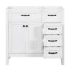 36" Bathroom Vanity without Sink; Cabinet Base Only; Bathroom Cabinet with Drawers; Solid Frame and MDF Board; White