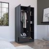 DEPOT E-SHOP Toccoa Armoire with 1-Drawer and 4-Tier Open Shelves, Black