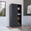 DEPOT E-SHOP Toccoa Armoire with 1-Drawer and 4-Tier Open Shelves, Black