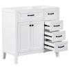 36" Bathroom Vanity without Sink; Cabinet Base Only; Bathroom Cabinet with Drawers; Solid Frame and MDF Board; White