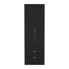 DEPOT E-SHOP Portugal Armoire, Double Door Cabinet, Two Drawers, Metal Handles, Rod, Black