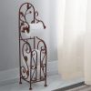 Benzara Classic Free standing Metal Toilet Paper Holder, Bronze