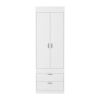 DEPOT E-SHOP Portugal Armoire, Double Door Cabinet, Two Drawers, Metal Handles, Rod, White