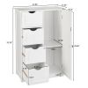 Single Door Bathroom Storage Cabinet with 4 Drawers White