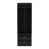 DEPOT E-SHOP Portugal Armoire, Double Door Cabinet, Two Drawers, Metal Handles, Rod, Black
